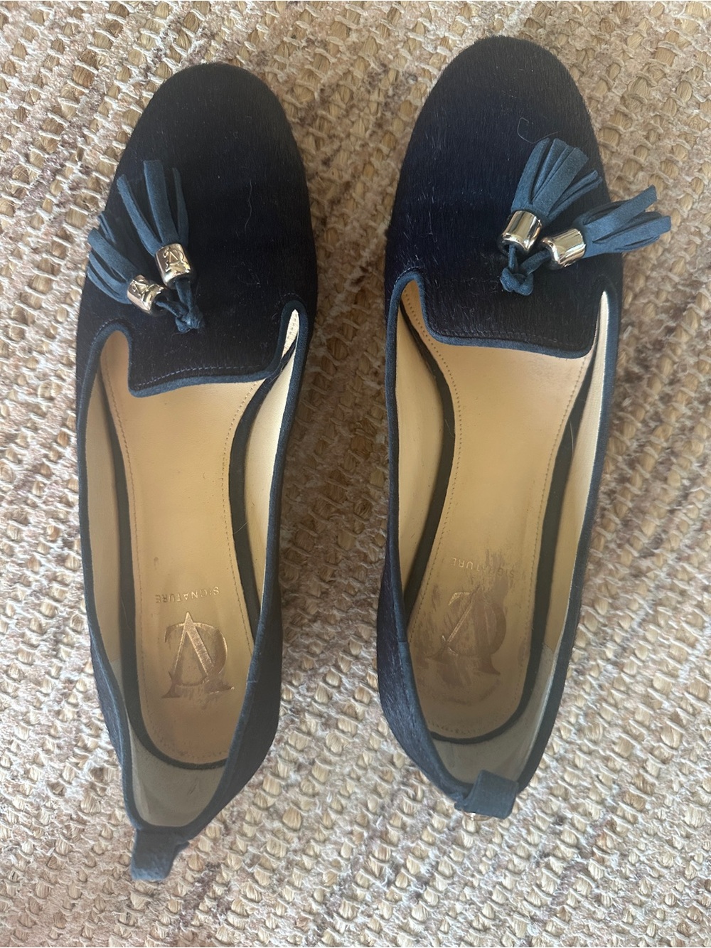 Vero Cuoio Black Tassel Pony Hair Loafers